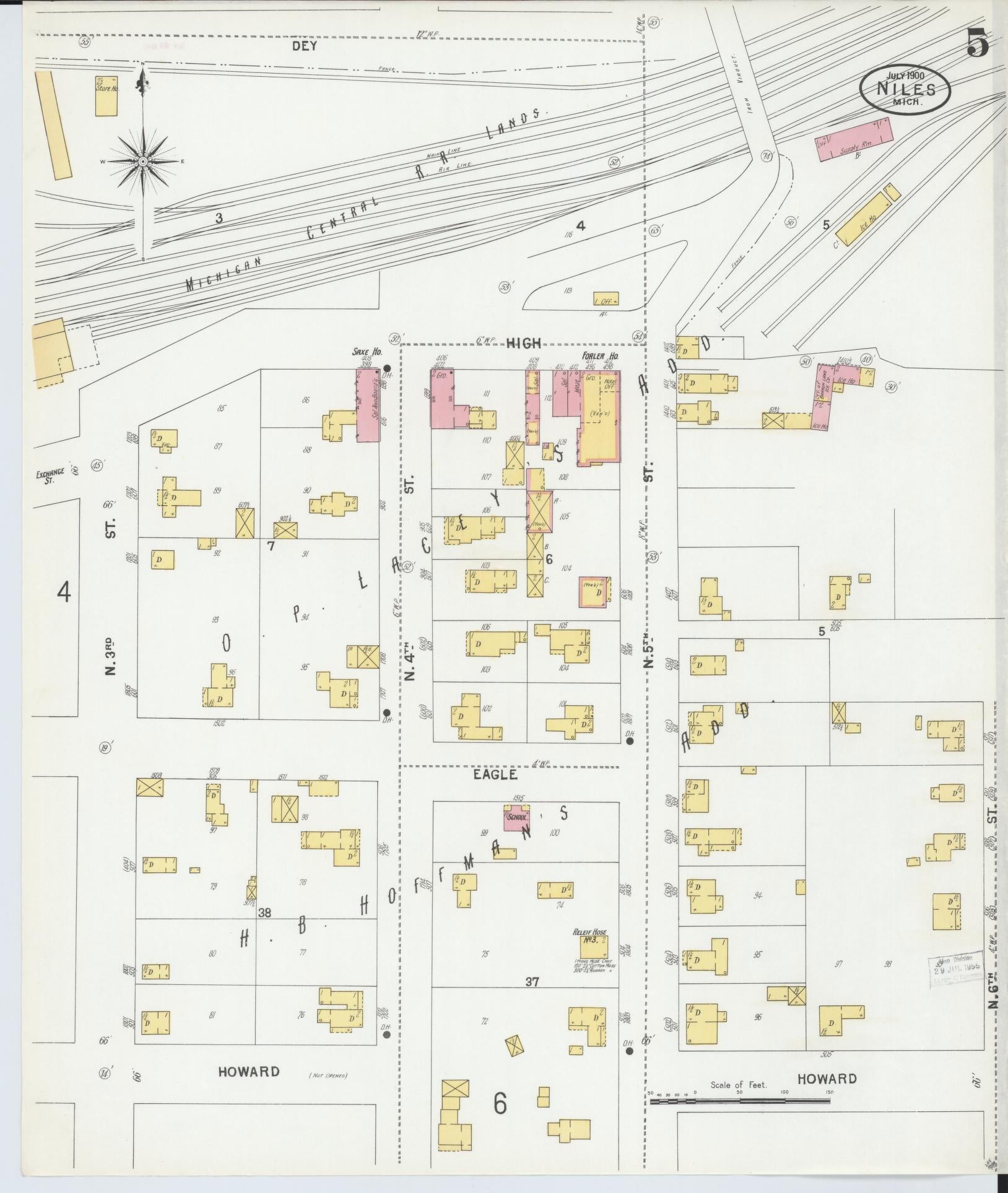 Sanborn Fire Insurance Map from Niles, Berrien County, Michigan (1900), Sheet #0005 - Complete Map Set gallery image, historic Sanborn map, vintage wall art, Michigan Michigan