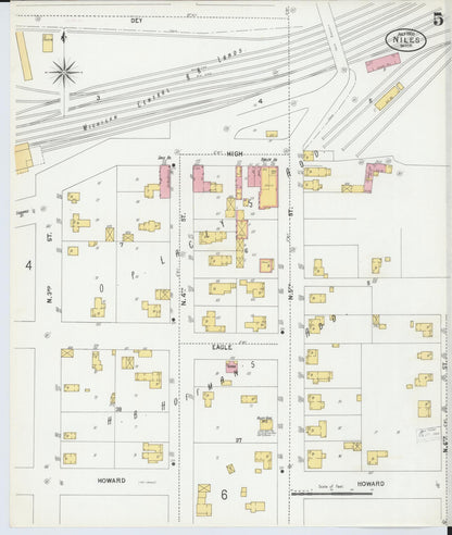 Sanborn Fire Insurance Map from Niles, Berrien County, Michigan (1900), Sheet #0005 - Complete Map Set gallery image, historic Sanborn map, vintage wall art, Michigan Michigan