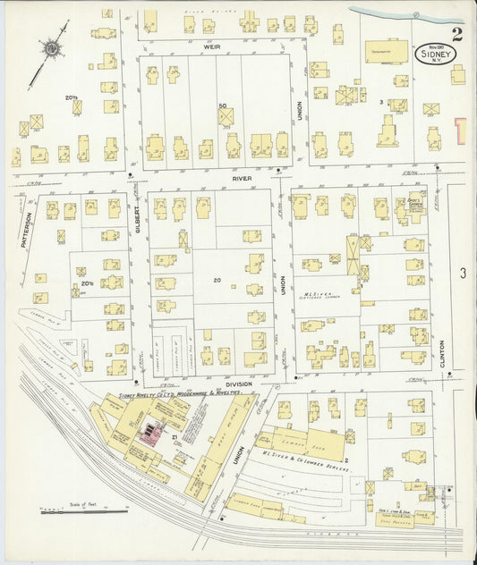 Sanborn Fire Insurance Map from Sidney, Delaware County, New York (1910), Sheet #0002 - Historic Sanborn Fire Insurance Map Print, vintage old map wall art, antique decor, genealogy gift, New York New York map