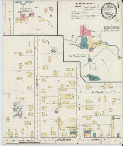 Sanborn Fire Insurance Map from Castile, Wyoming County, New York (1893), Sheet #0001 - Complete Map Set gallery image, historic Sanborn map, vintage wall art, Castile Wyoming
