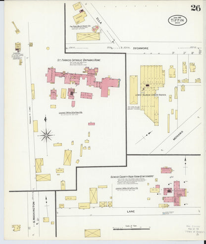Sanborn Fire Insurance Map from Tiffin, Seneca County, Ohio (1908), Sheet #0026 - Complete Map Set gallery image, historic Sanborn map, vintage wall art, Ohio Ohio