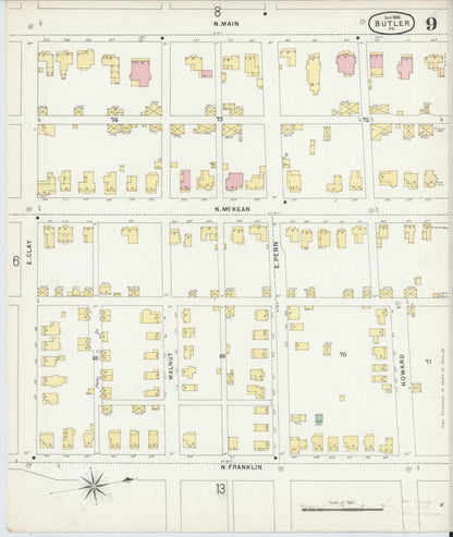 Sanborn Fire Insurance Map from Butler, Butler County, Pennsylvania (1896), Sheet #0009 - Complete Map Set gallery image, historic Sanborn map, vintage wall art, Pennsylvania Pennsylvania