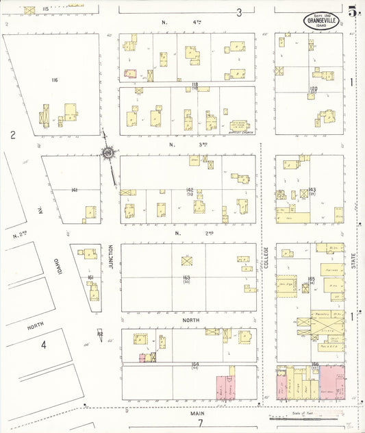 Sanborn Fire Insurance Map from Grangeville, Idaho County, Idaho (1910), Sheet #0005 - Historic Sanborn Fire Insurance Map Print, vintage old map wall art, antique decor, genealogy gift, Grangeville Idaho map