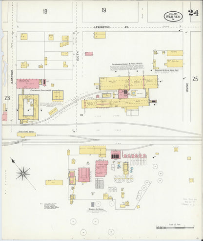 Sanborn Fire Insurance Map from Warren, Warren County, Pennsylvania (1904), Sheet #0024 - Complete Map Set gallery image, historic Sanborn map, vintage wall art, Pennsylvania Pennsylvania