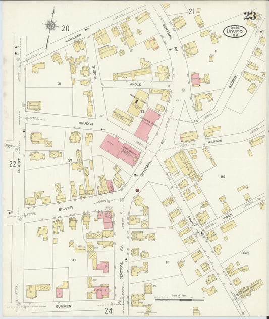 Sanborn Fire Insurance Map from Dover, Strafford County, New Hampshire (1912), Sheet #0023 - Historic Sanborn Fire Insurance Map Print, vintage old map wall art, antique decor, genealogy gift, New Hampshire New Hampshire map