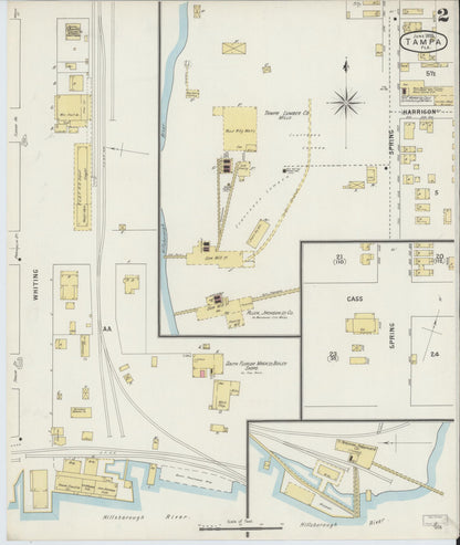 Sanborn Fire Insurance Map from Tampa, Hillsborough County, Florida (1895), Sheet #0006 - Historic Sanborn Fire Insurance Map Print, vintage old map wall art, antique decor, genealogy gift, Florida Florida map