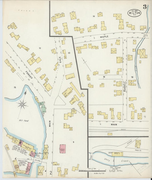 Sanborn Fire Insurance Map from Wilton, Hillsborough County, New Hampshire (1897), Sheet #0003 - Historic Sanborn Fire Insurance Map Print, vintage old map wall art, antique decor, genealogy gift, New Hampshire New Hampshire map