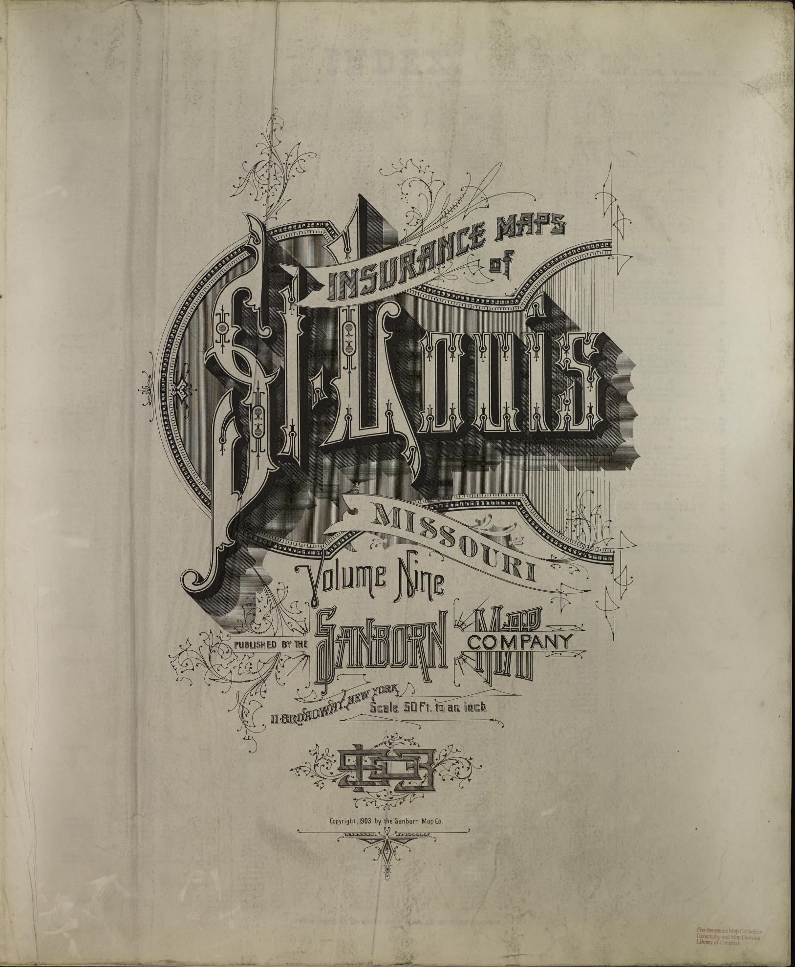 Sanborn Fire Insurance Map from Saint Louis, Independent City, Missouri (1903), Sheet #0001 - Complete Map Set gallery image, historic Sanborn map, vintage wall art, Missouri Missouri