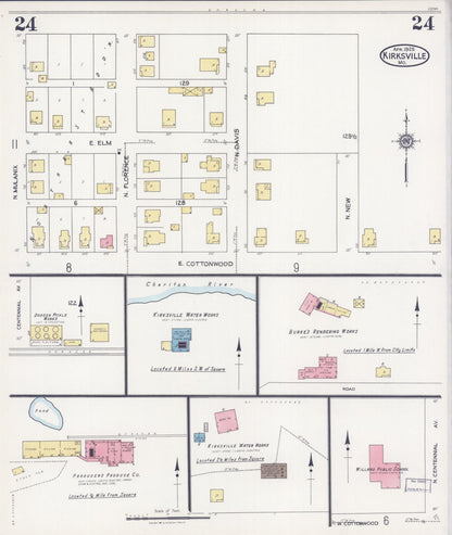 Sanborn Fire Insurance Map from Kirksville, Adair County, Missouri (1925), Sheet #0024 - Complete Map Set gallery image, historic Sanborn map, vintage wall art, Missouri Missouri