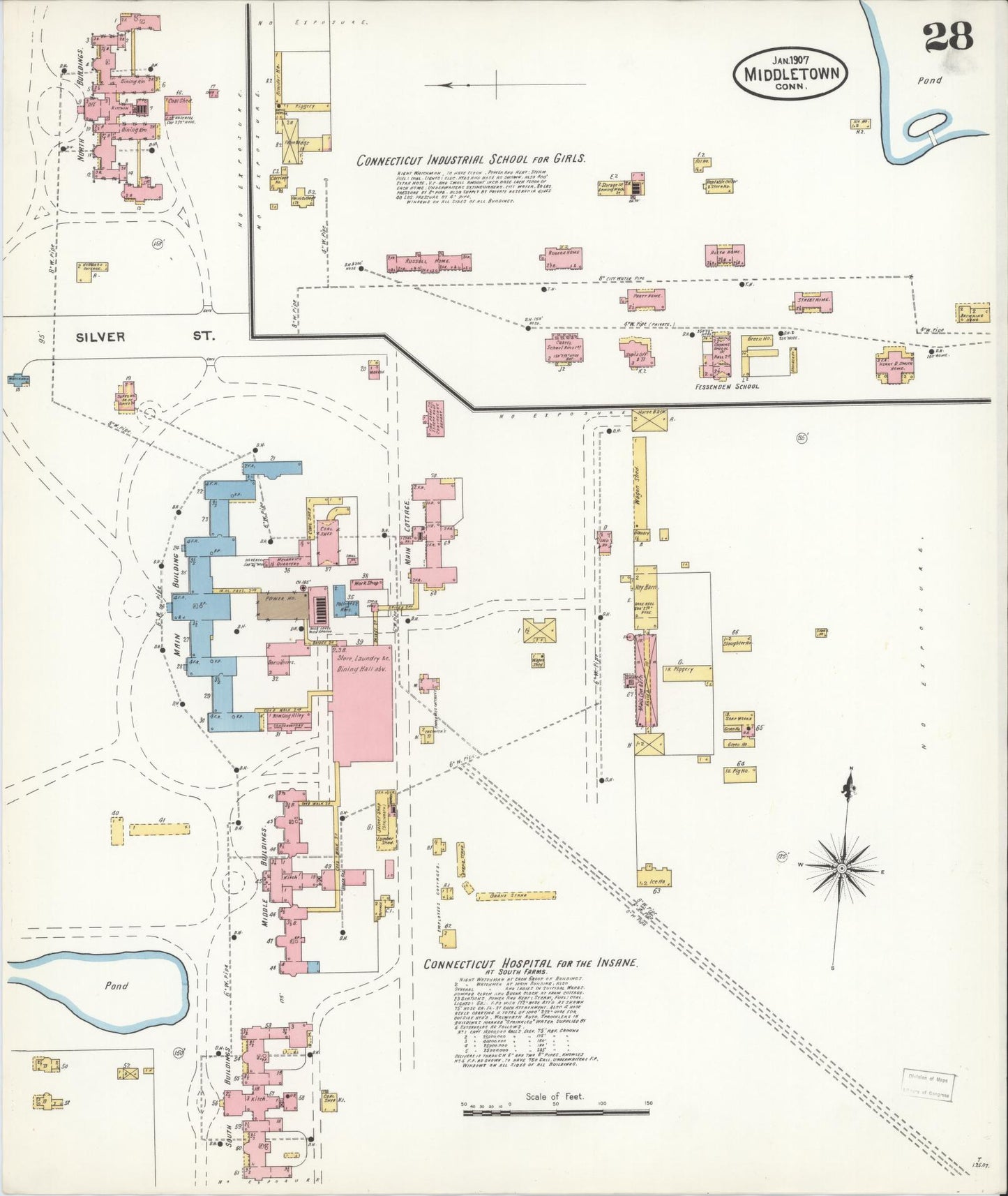 Sanborn Fire Insurance Map from Middletown, Middlesex County, Connecticut (1907), Sheet #0028 - Complete Map Set gallery image, historic Sanborn map, vintage wall art, Connecticut Connecticut