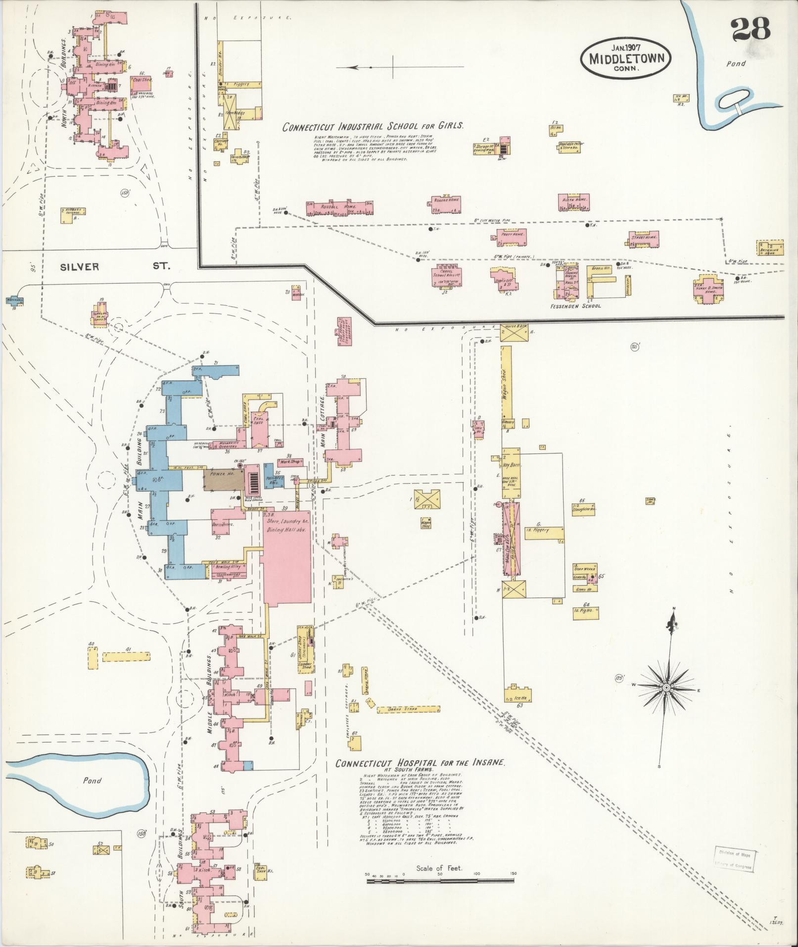 Sanborn Fire Insurance Map from Middletown, Middlesex County, Connecticut (1907), Sheet #0028 - Complete Map Set gallery image, historic Sanborn map, vintage wall art, Connecticut Connecticut