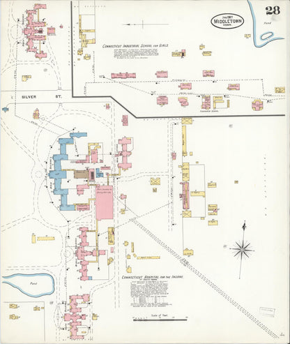 Sanborn Fire Insurance Map from Middletown, Middlesex County, Connecticut (1907), Sheet #0028 - Complete Map Set gallery image, historic Sanborn map, vintage wall art, Connecticut Connecticut