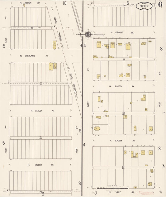 Sanborn Fire Insurance Map from Burley, Cassia County, Idaho (1921), Sheet #0006 - Historic Sanborn Fire Insurance Map Print, vintage old map wall art, antique decor, genealogy gift, Idaho Idaho map