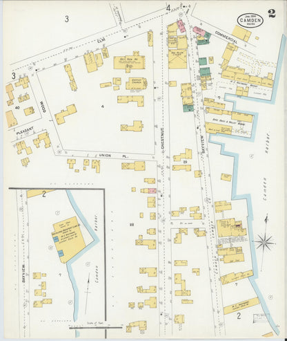 Sanborn Fire Insurance Map from Camden, Knox County, Maine (1904), Sheet #0002 - Complete Map Set gallery image, historic Sanborn map, vintage wall art, Maine Maine