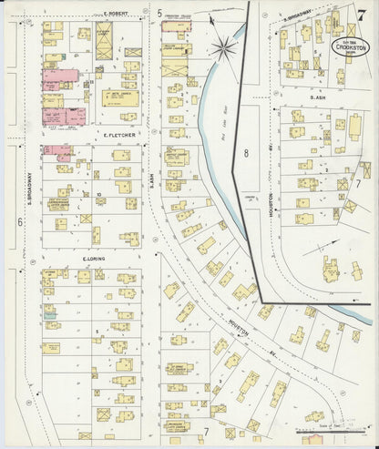 Sanborn Fire Insurance Map from Crookston, Polk County, Minnesota (1906), Sheet #0007 - Historic Sanborn Fire Insurance Map Print, vintage old map wall art, antique decor, genealogy gift, Minnesota Minnesota map