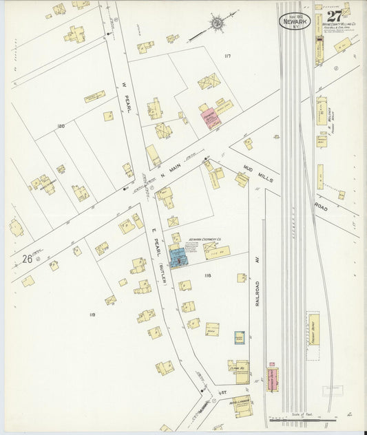 Sanborn Fire Insurance Map from Newark, Wayne County, New York (1912), Sheet #0027 - Historic Sanborn Fire Insurance Map Print, vintage old map wall art, antique decor, genealogy gift, New York New York map