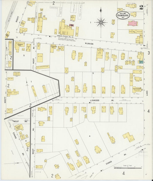 Sanborn Fire Insurance Map from Hamburg, Erie County, New York (1907), Sheet #0002 - Historic Sanborn Fire Insurance Map Print, vintage old map wall art, antique decor, genealogy gift, New York New York map