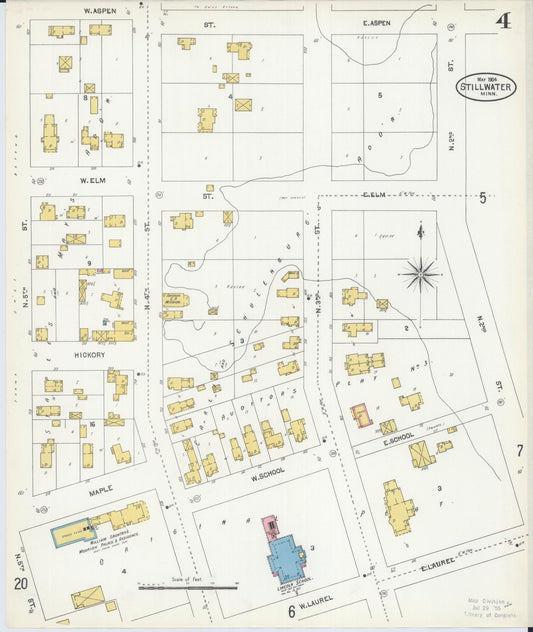 Sanborn Fire Insurance Map from Stillwater, Washington County, Minnesota (1904), Sheet #0004 - Historic Sanborn Fire Insurance Map Print, vintage old map wall art, antique decor, genealogy gift, Minnesota Minnesota map