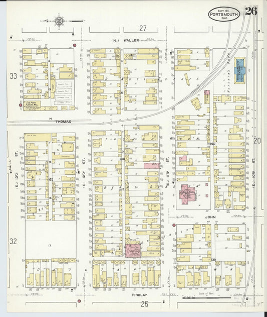 Sanborn Fire Insurance Map from Portsmouth, Scioto County, Ohio (1911), Sheet #0026 - Historic Sanborn Fire Insurance Map Print, vintage old map wall art, antique decor, genealogy gift, Ohio Ohio map