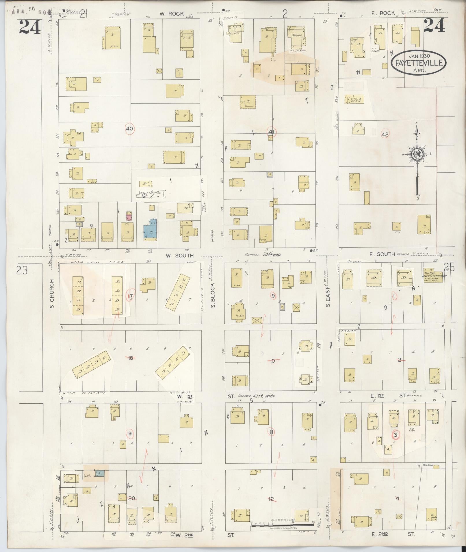 Sanborn Fire Insurance Map from Fayetteville, Washington County, Arkansas (1948), Sheet #0024 - Complete Map Set gallery image, historic Sanborn map, vintage wall art, Arkansas Arkansas