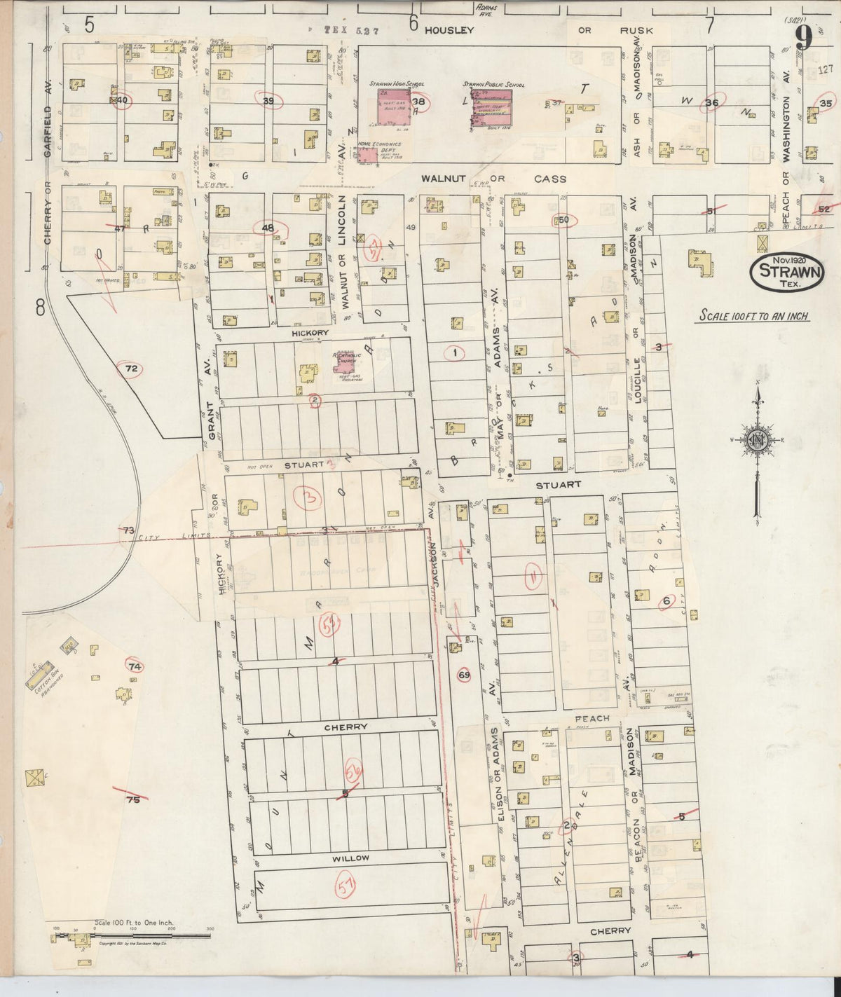 Sanborn Fire Insurance Map from Strawn, Palo Pinto County, Texas (1944), Sheet #0009 - Complete Map Set gallery image, historic Sanborn map, vintage wall art, Texas Texas