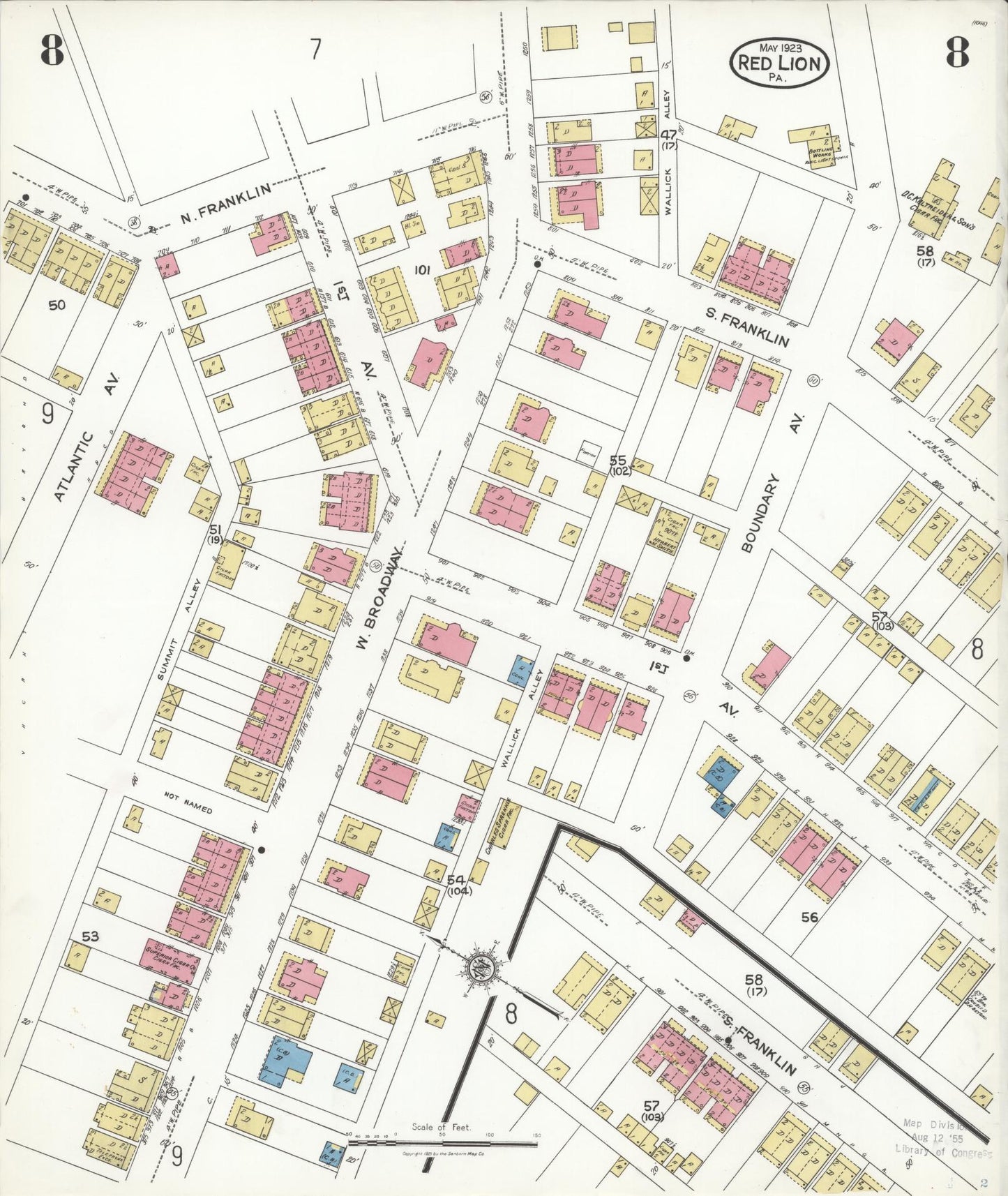 Sanborn Fire Insurance Map from Red Lion, York County, Pennsylvania (1923), Sheet #0008 - Complete Map Set gallery image, historic Sanborn map, vintage wall art, Pennsylvania Pennsylvania