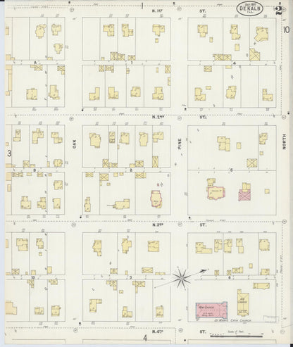 Sanborn Fire Insurance Map from De Kalb, De Kalb County, Illinois (1897), Sheet #0002 - Complete Map Set gallery image, historic Sanborn map, vintage wall art, Illinois Illinois