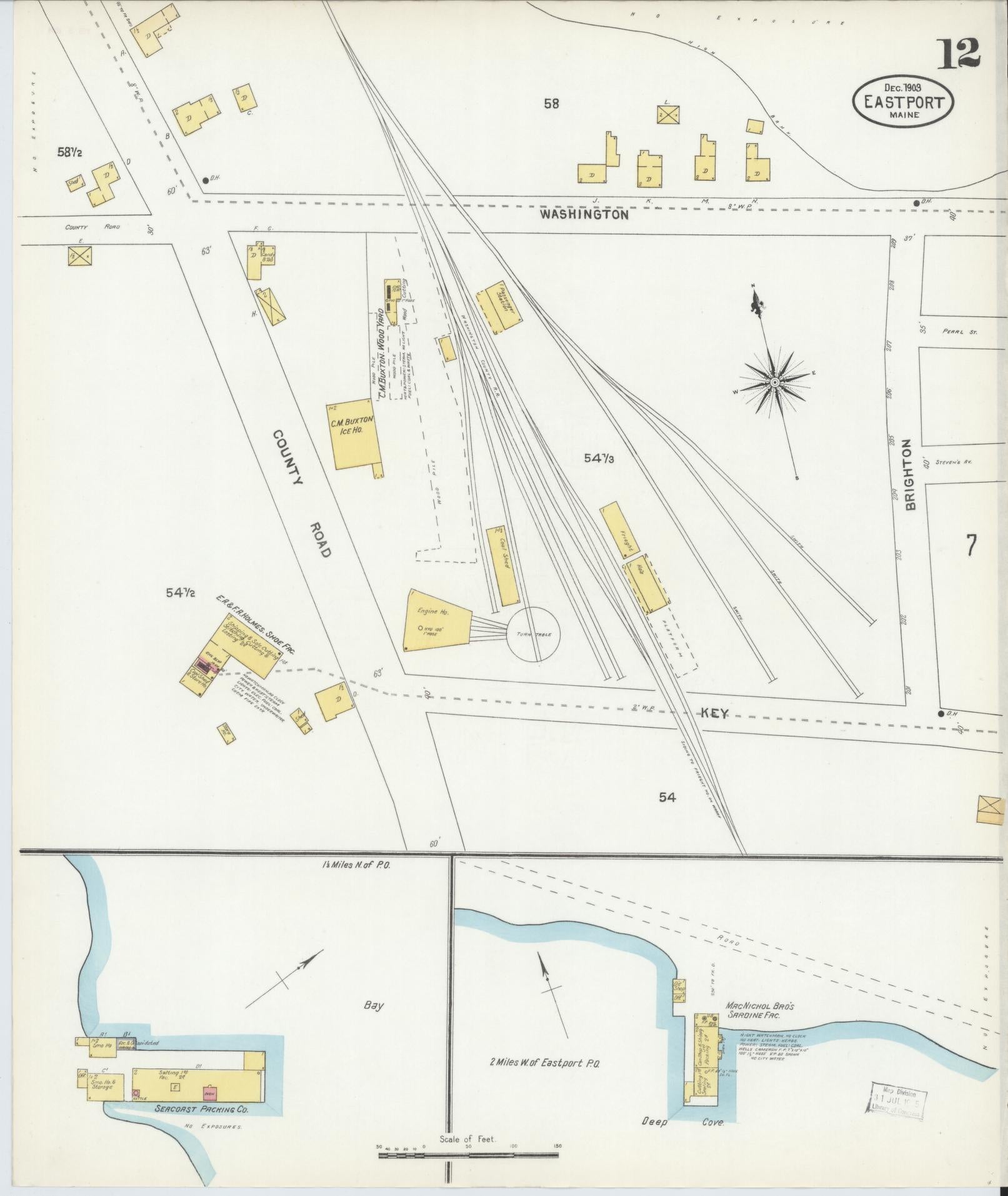 Sanborn Fire Insurance Map from Eastport, Washington County, Maine (1903), Sheet #0012 - Complete Map Set gallery image, historic Sanborn map, vintage wall art, Maine Maine