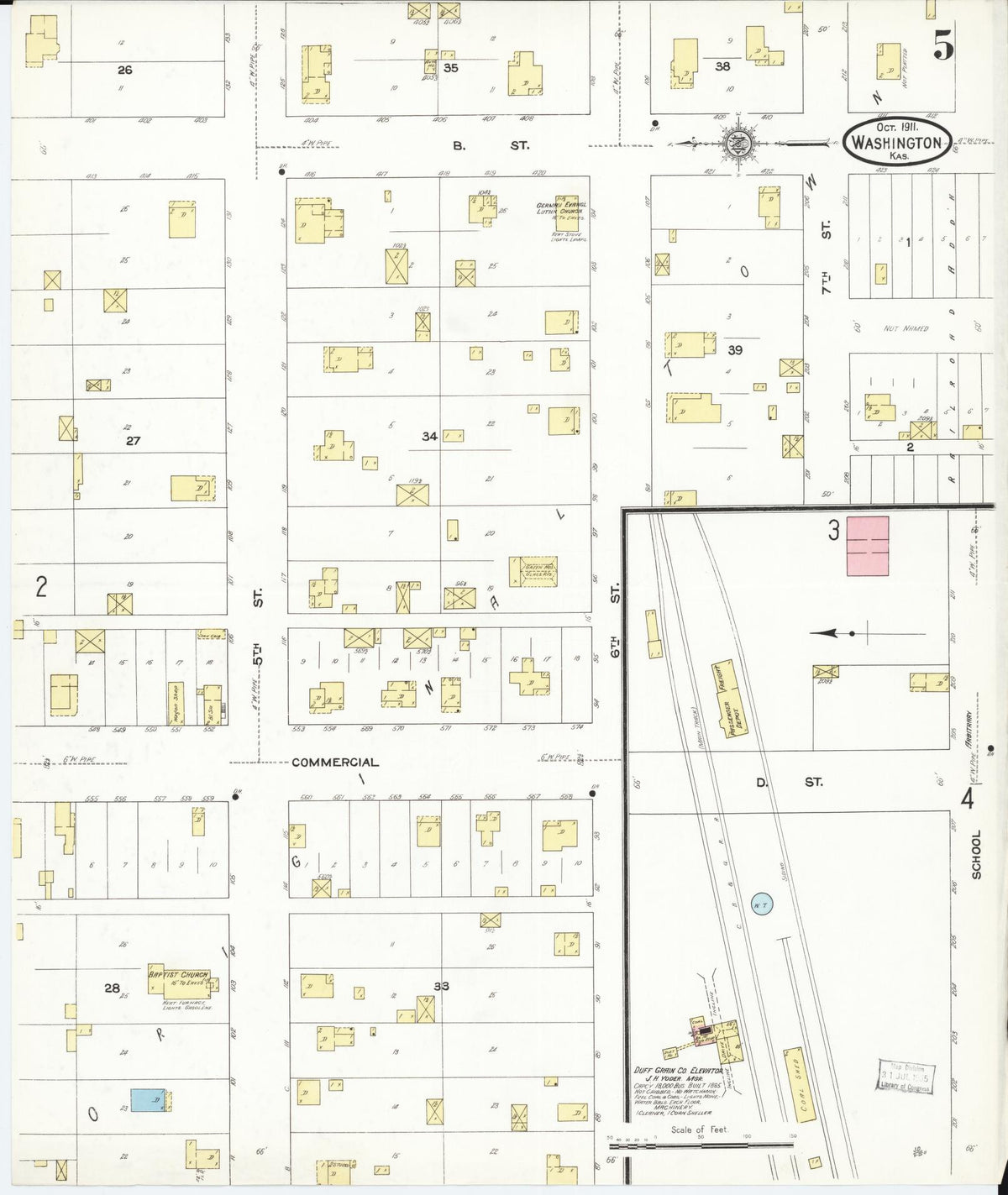 Sanborn Fire Insurance Map from Washington, Washington County, Kansas (1911), Sheet #0005 - Complete Map Set gallery image, historic Sanborn map, vintage wall art, Sanborn Fire Insurance Map from Washington Washington
