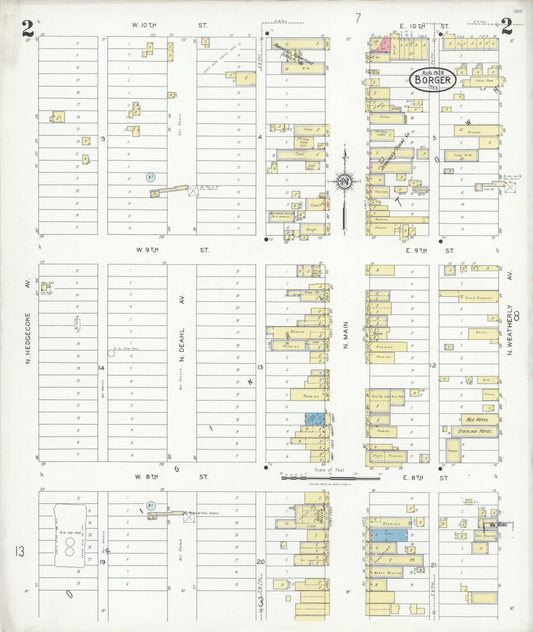 Sanborn Fire Insurance Map from Borger, Hutchinson County, Texas (1928), Sheet #0002 - Historic Sanborn Fire Insurance Map Print, vintage old map wall art, antique decor, genealogy gift, Texas Texas map