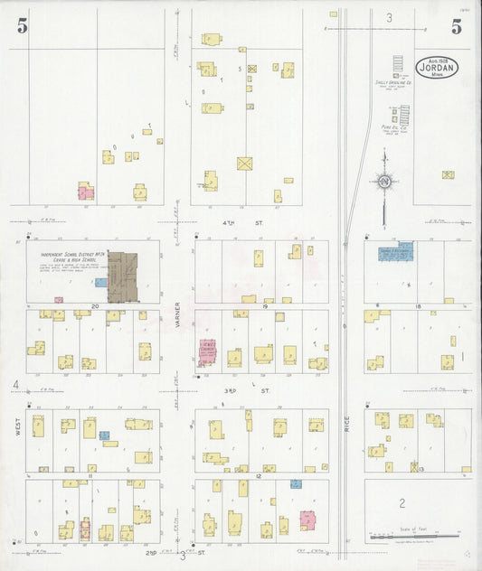 Sanborn Fire Insurance Map from Jordan, Scott County, Minnesota (1928), Sheet #0005 - Historic Sanborn Fire Insurance Map Print, vintage old map wall art, antique decor, genealogy gift, Minnesota Minnesota map