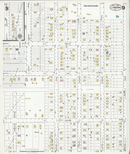 Sanborn Fire Insurance Map from Lombard, Du Page County, Illinois (1925), Sheet #0009 - Historic Sanborn Fire Insurance Map Print, vintage old map wall art, antique decor, genealogy gift, Illinois Illinois map