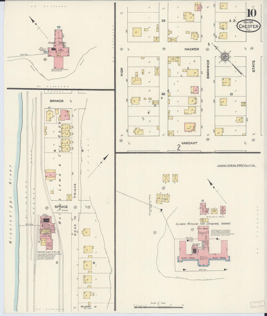 Sanborn Fire Insurance Map from Chester, Randolph County, Illinois (1911), Sheet #0010 - Historic Sanborn Fire Insurance Map Print, vintage old map wall art, antique decor, genealogy gift, Illinois Illinois map