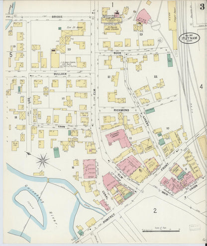 Sanborn Fire Insurance Map from Putnam, Windham County, Connecticut (1897), Sheet #0003 - Complete Map Set gallery image, historic Sanborn map, vintage wall art, Connecticut Connecticut