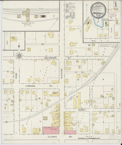 Sanborn Fire Insurance Map from Carterville, Williamson County, Illinois (1894), Sheet #0001 - Complete Map Set gallery image, historic Sanborn map, vintage wall art, Illinois Illinois