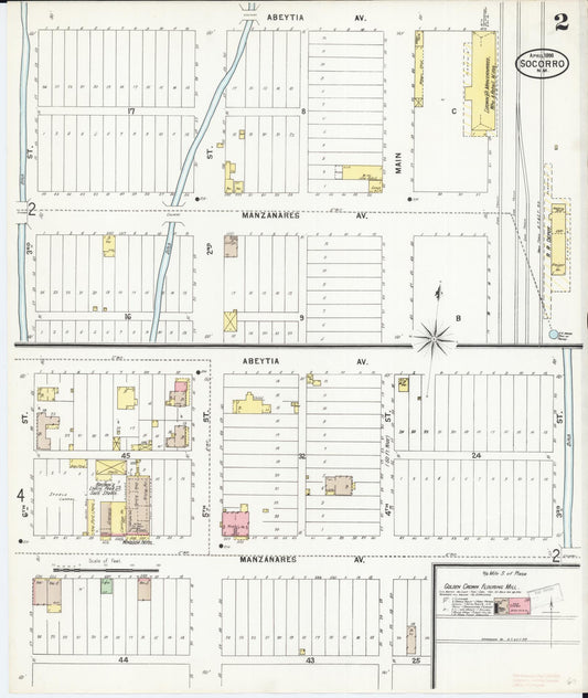 Sanborn Fire Insurance Map from Socorro, Socorro County, New Mexico (1898), Sheet #0002 - Historic Sanborn Fire Insurance Map Print, vintage old map wall art, antique decor, genealogy gift, New Mexico New Mexico map