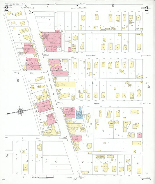 Sanborn Fire Insurance Map from Port Neches, Jefferson County, Texas (1949), Sheet #0002 - Historic Sanborn Fire Insurance Map Print, vintage old map wall art, antique decor, genealogy gift, Texas Texas map