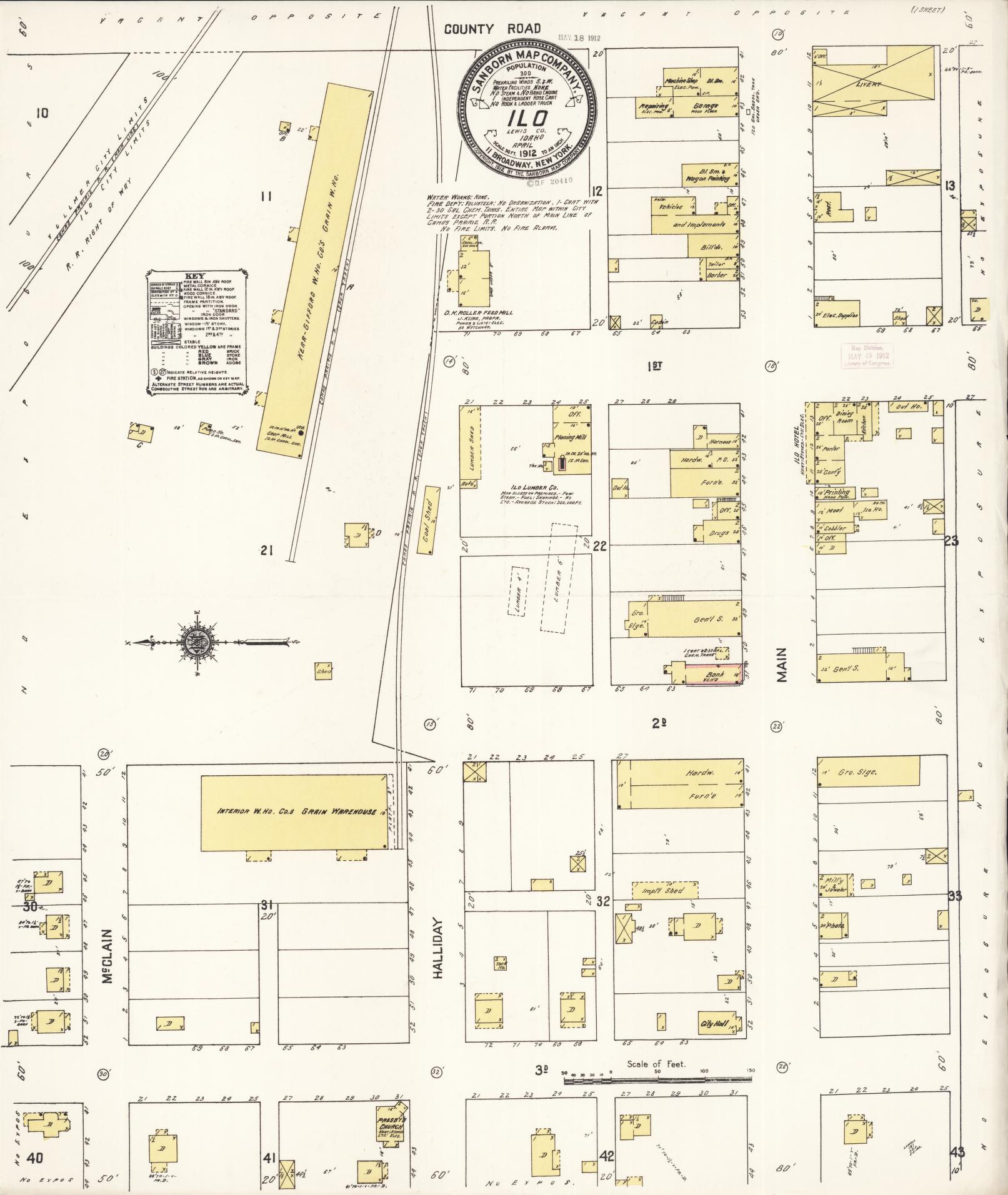 Sanborn Fire Insurance Map from Ilo, Lewis County, Idaho (1912), Sheet #0001 - Historic Sanborn Fire Insurance Map Print, vintage old map wall art, antique decor, genealogy gift, Idaho Idaho map