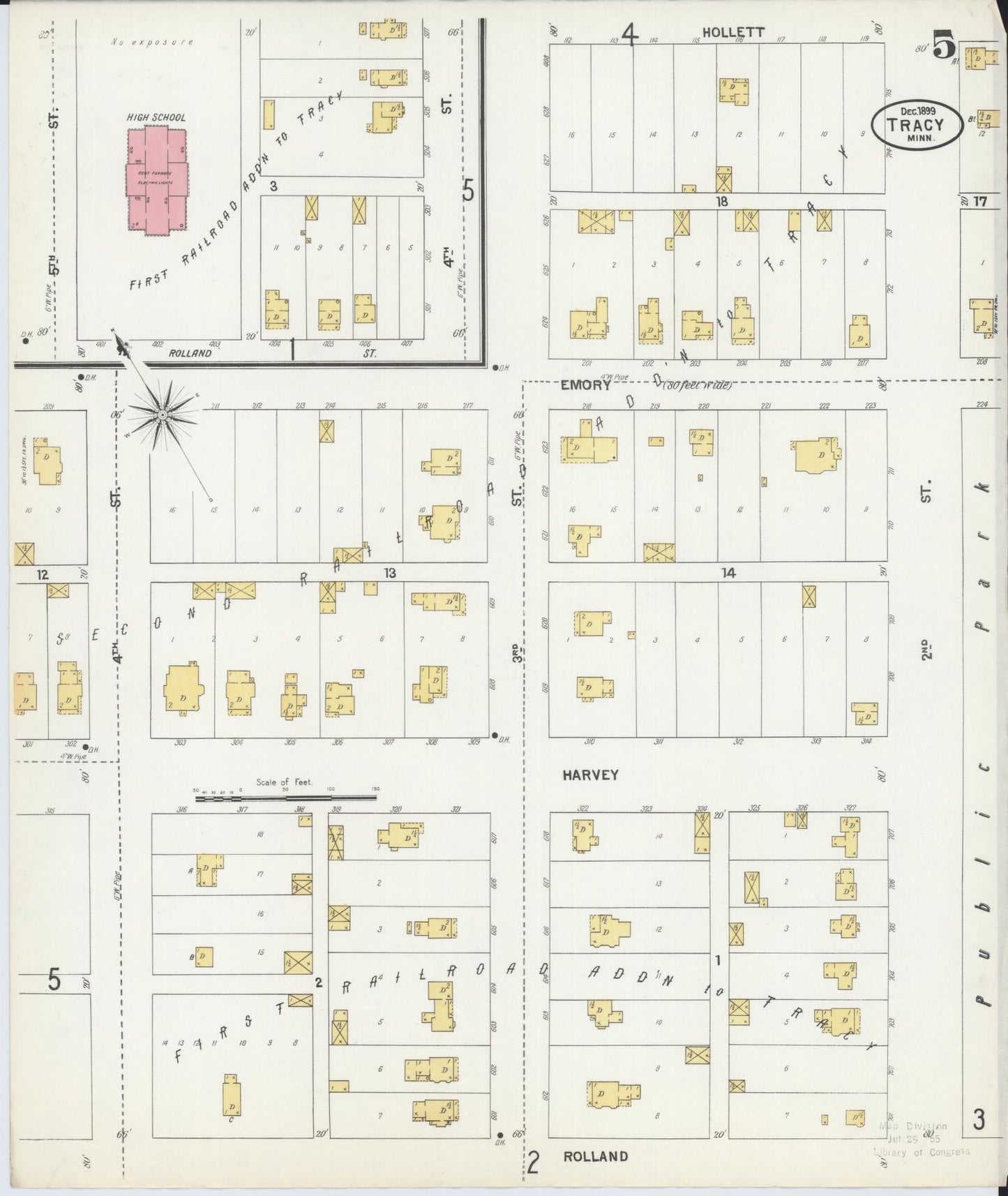 Sanborn Fire Insurance Map from Tracy, Lyon County, Minnesota (1899), Sheet #0005 - Complete Map Set gallery image, historic Sanborn map, vintage wall art, Minnesota Minnesota