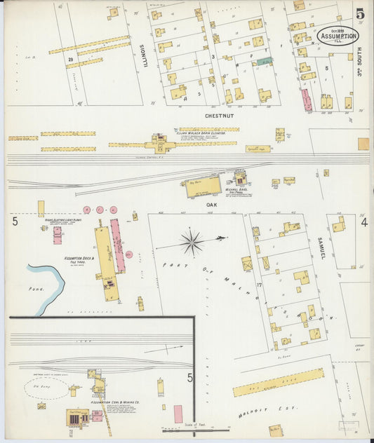 Sanborn Fire Insurance Map from Assumption, Christian County, Illinois (1899), Sheet #0005 - Historic Sanborn Fire Insurance Map Print, vintage old map wall art, antique decor, genealogy gift, Illinois Illinois map