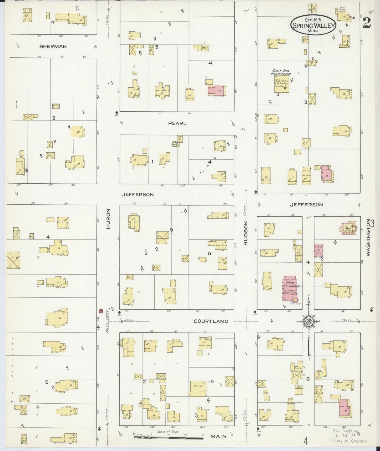 Sanborn Fire Insurance Map from Spring Valley, Fillmore County, Minnesota (1915), Sheet #0002 - Complete Map Set gallery image, historic Sanborn map, vintage wall art, Minnesota Minnesota