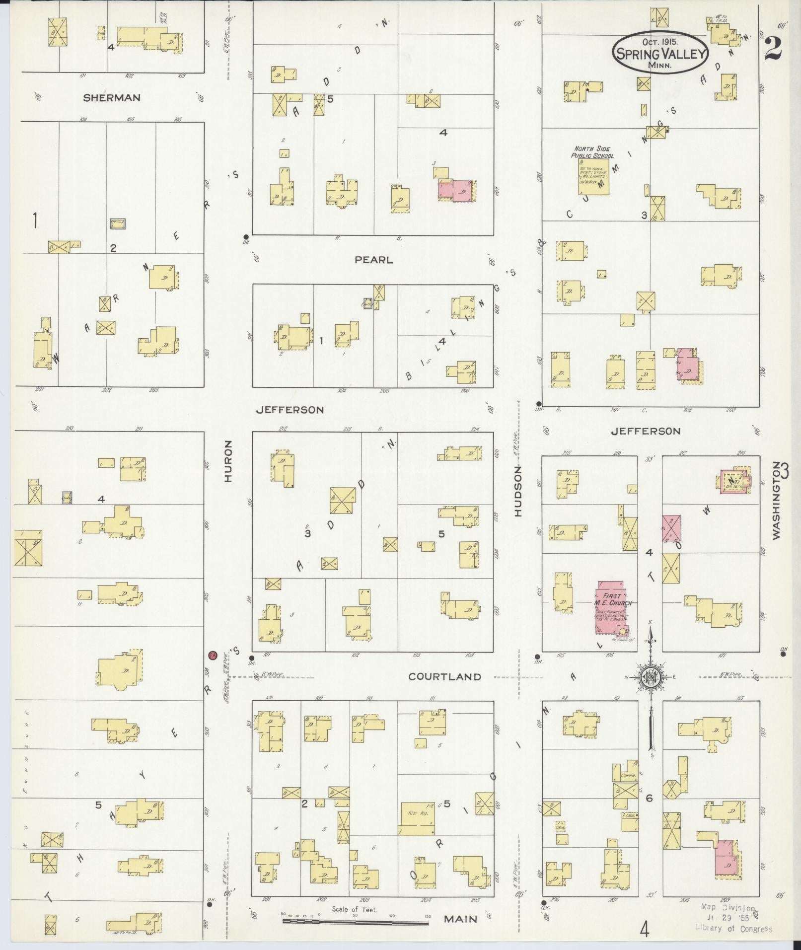 Sanborn Fire Insurance Map from Spring Valley, Fillmore County, Minnesota (1915), Sheet #0002 - Complete Map Set gallery image, historic Sanborn map, vintage wall art, Minnesota Minnesota