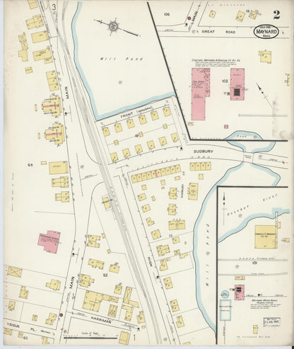 Sanborn Fire Insurance Map from Maynard, Middlesex County, Massachusetts (1915), Sheet #0002 - Complete Map Set gallery image, historic Sanborn map, vintage wall art, Massachusetts Massachusetts