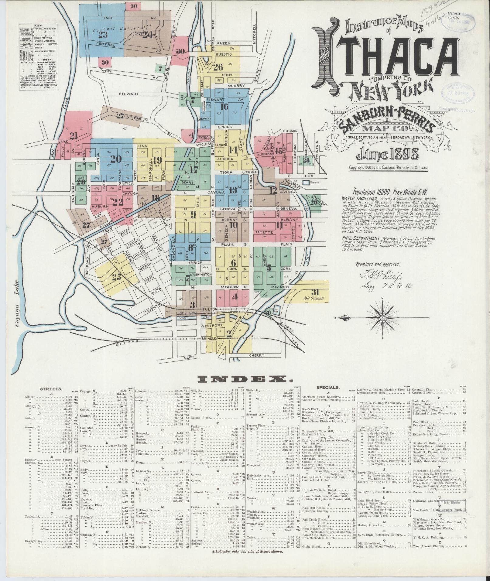 Sanborn Fire Insurance Map from Ithaca, Tompkins County, New York. (1898) – Historic Sanborn Fire Insurance Map Print