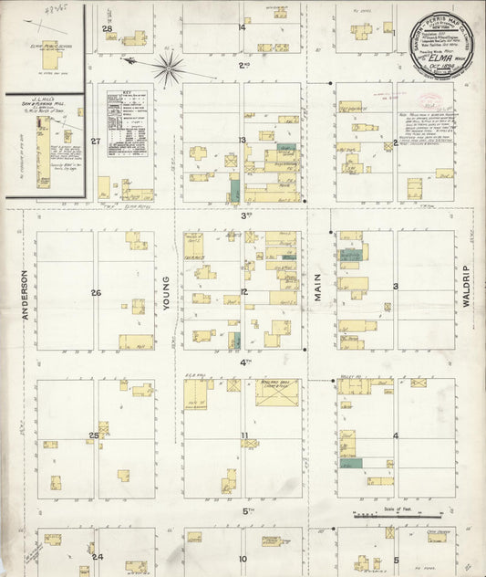 Sanborn Fire Insurance Map from Elma, Grays Harbor County, Washington (1894), Sheet #0001 - Historic Sanborn Fire Insurance Map Print, vintage old map wall art, antique decor, genealogy gift, Washington Washington map