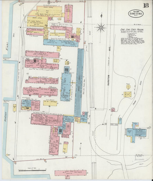 Sanborn Fire Insurance Map from Sing Sing, Westchester County, New York (1897), Sheet #0018 - Historic Sanborn Fire Insurance Map Print, vintage old map wall art, antique decor, genealogy gift, New York New York map