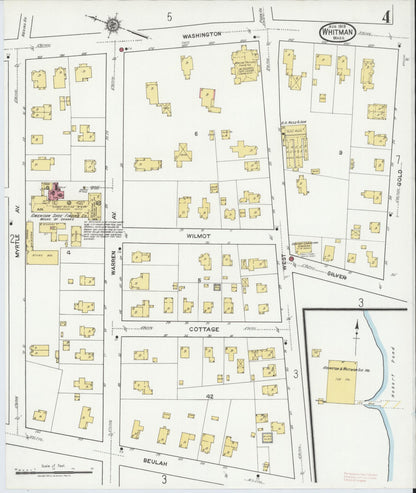 Sanborn Fire Insurance Map from Whitman, Plymouth County, Massachusetts (1919), Sheet #0004 - Complete Map Set gallery image, historic Sanborn map, vintage wall art, Massachusetts Massachusetts