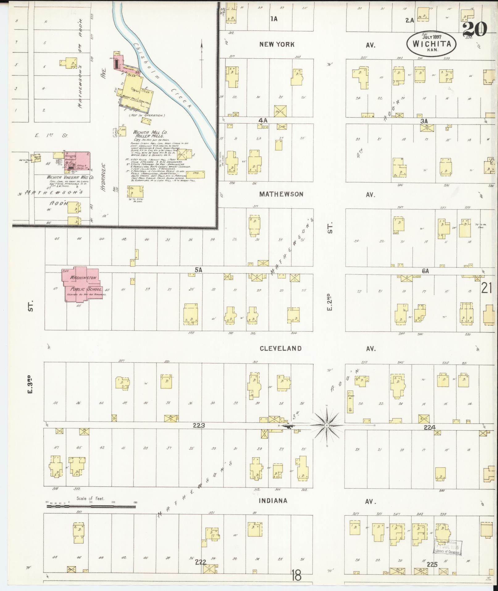 Sanborn Fire Insurance Map from Wichita, Sedgwick County, Kansas (1897), Sheet #0020 - Complete Map Set gallery image, historic Sanborn map, vintage wall art, Kansas Kansas