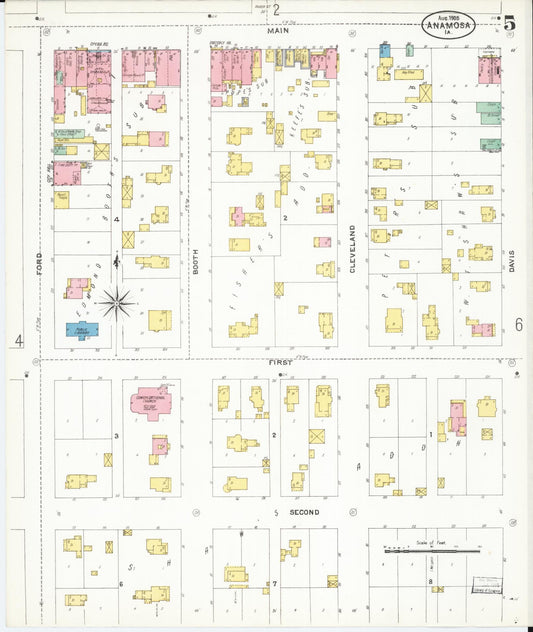 Sanborn Fire Insurance Map from Anamosa, Jones County, Iowa (1905), Sheet #0005 - Historic Sanborn Fire Insurance Map Print, vintage old map wall art