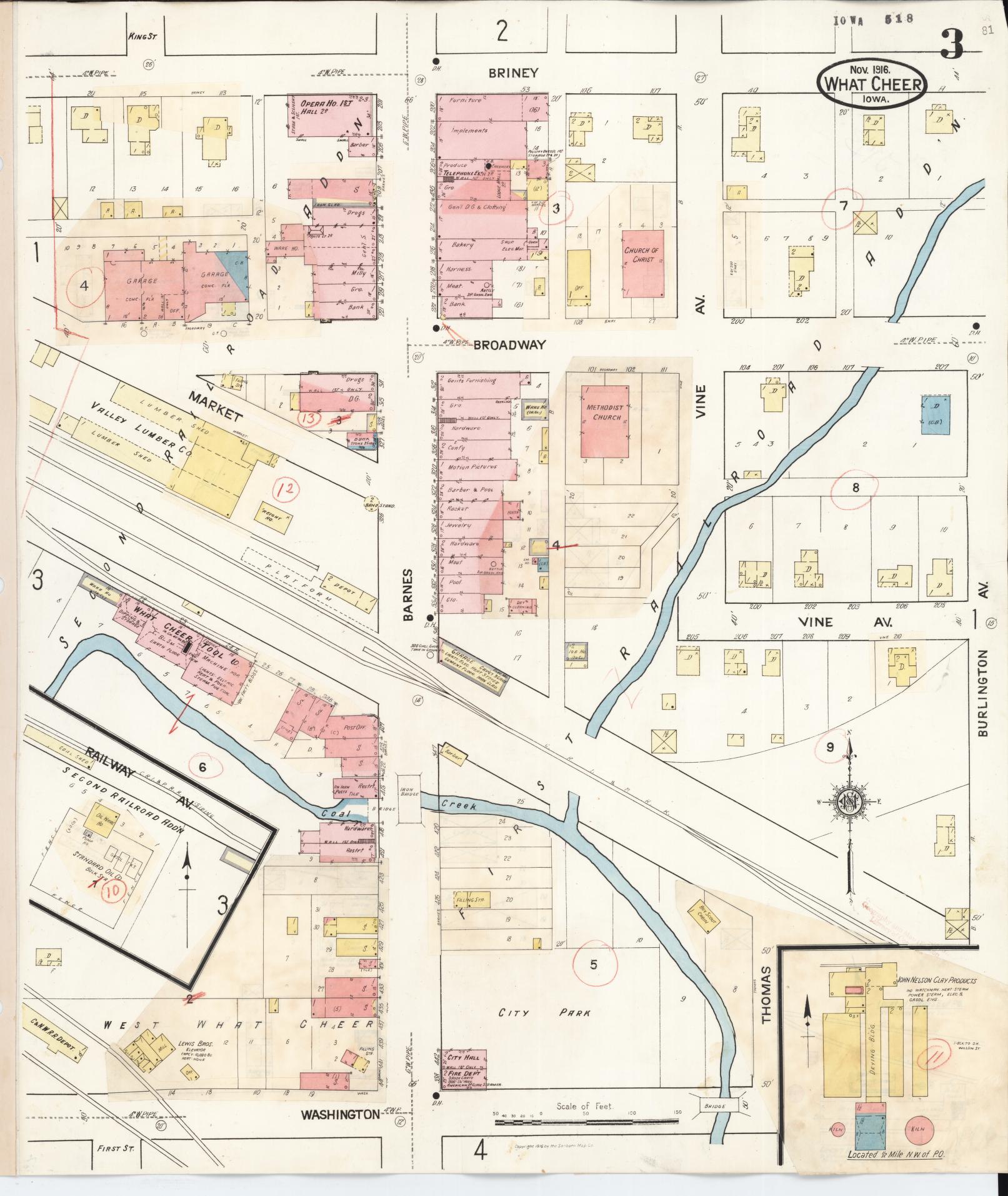 Sanborn Fire Insurance Map from What Cheer, Keokuk County, Iowa (1933), Sheet #0003 - Historic Sanborn Fire Insurance Map Print